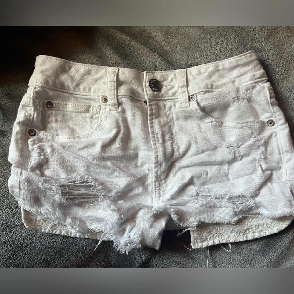American Eagle white jean shorts